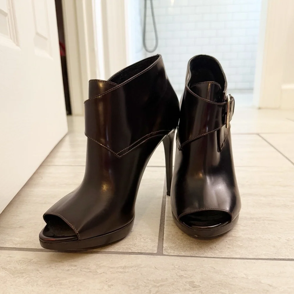 Burberry Brown  Leather Moto Bootie - size 39.5 or US size 9 - NWOB - Picture 12 of 13